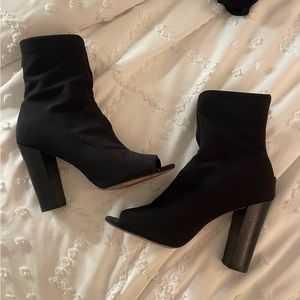 Black open toe booties